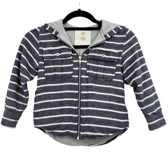 Tucker + Tate Boys Blue and White Striped Zip Hoodie Size 4 - Picture 1 of 8